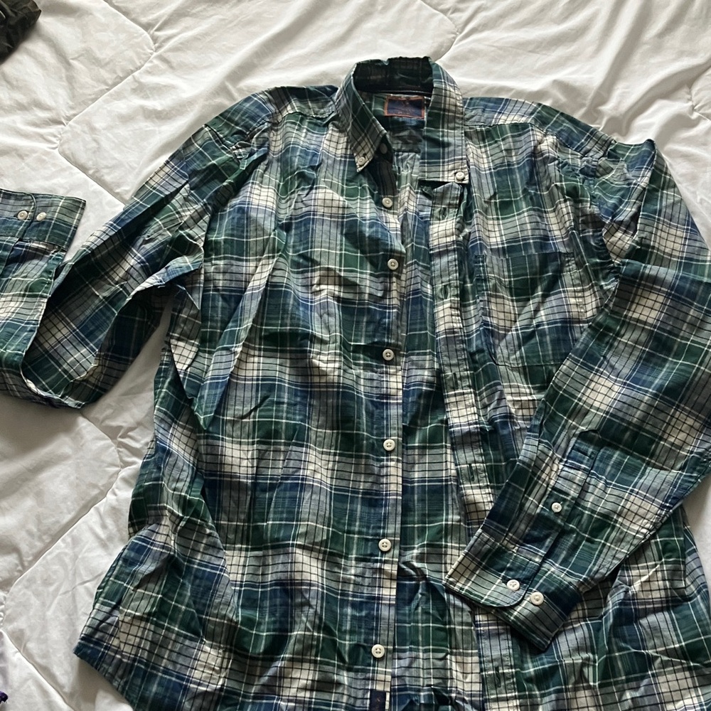 Denver Hayes Green and Blue Plaid Shirt